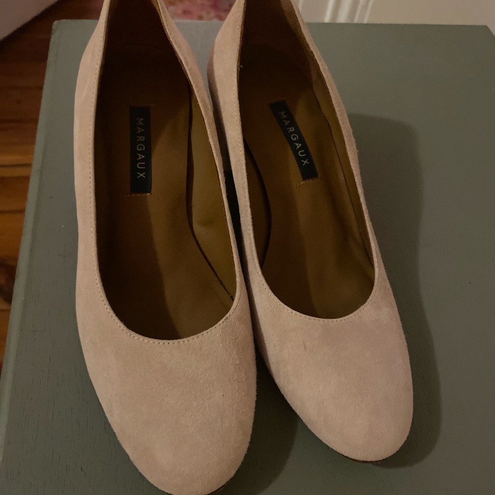 Margaux “the heel” fawn color. These are beautiful closed toed heels.